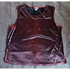 Shirt Size 2XL New Women Notations Red Shimmery Blouse Sleeveless Tank
